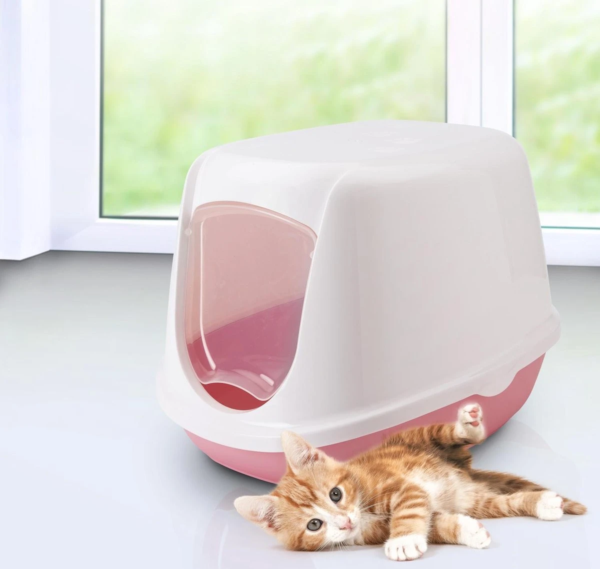 Beeztees Duchesse Kittenbak - Kattenbak - Roze/Wit - 44x35x32 Cm 4 Beeztees Duchesse Kittenbak - Kattenbak - Roze/Wit - 44x35x32 Cm - Afbeelding 2