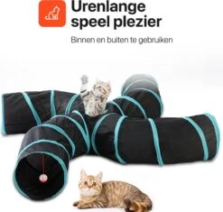 Tavaro Kattentunnel 5 Gangen - Met Speelbal - Kattenspeelgoed - Zwart / Blauw -Kattenproducten 1200x1140 2