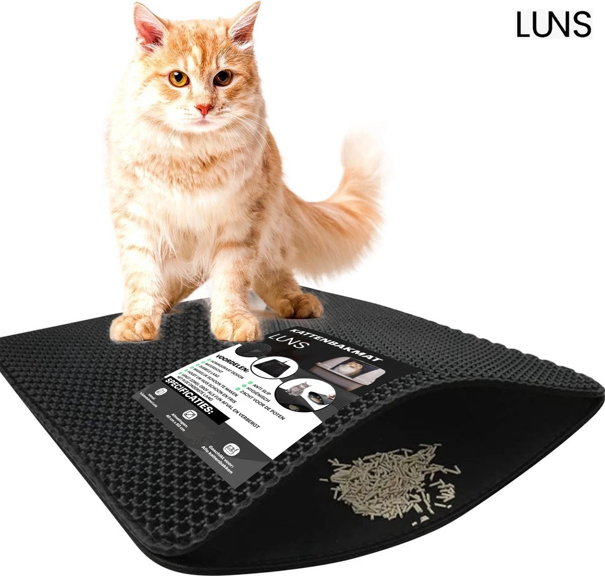 Kattenbakmat - Schoonloopmat - Katten Grit Opvanger - Kattenbakvulling - Waterdicht - Dubbele Laag - Honingraat - 40 X 50 Cm - Zwart 3 Kattenbakmat - Schoonloopmat - Katten Grit Opvanger - Kattenbakvulling - Waterdicht - Dubbele Laag - Honingraat - 40 X 50 Cm - Zwart
