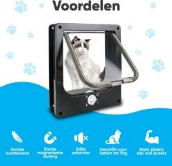 BFreshPets Kattenluik + Massageborstel - Met Tunnel - 4 Vergrendelingsstanden - Weersbestendig - Maat L - Zwart - 27 X 24 Cm -Kattenproducten 1200x1156 3
