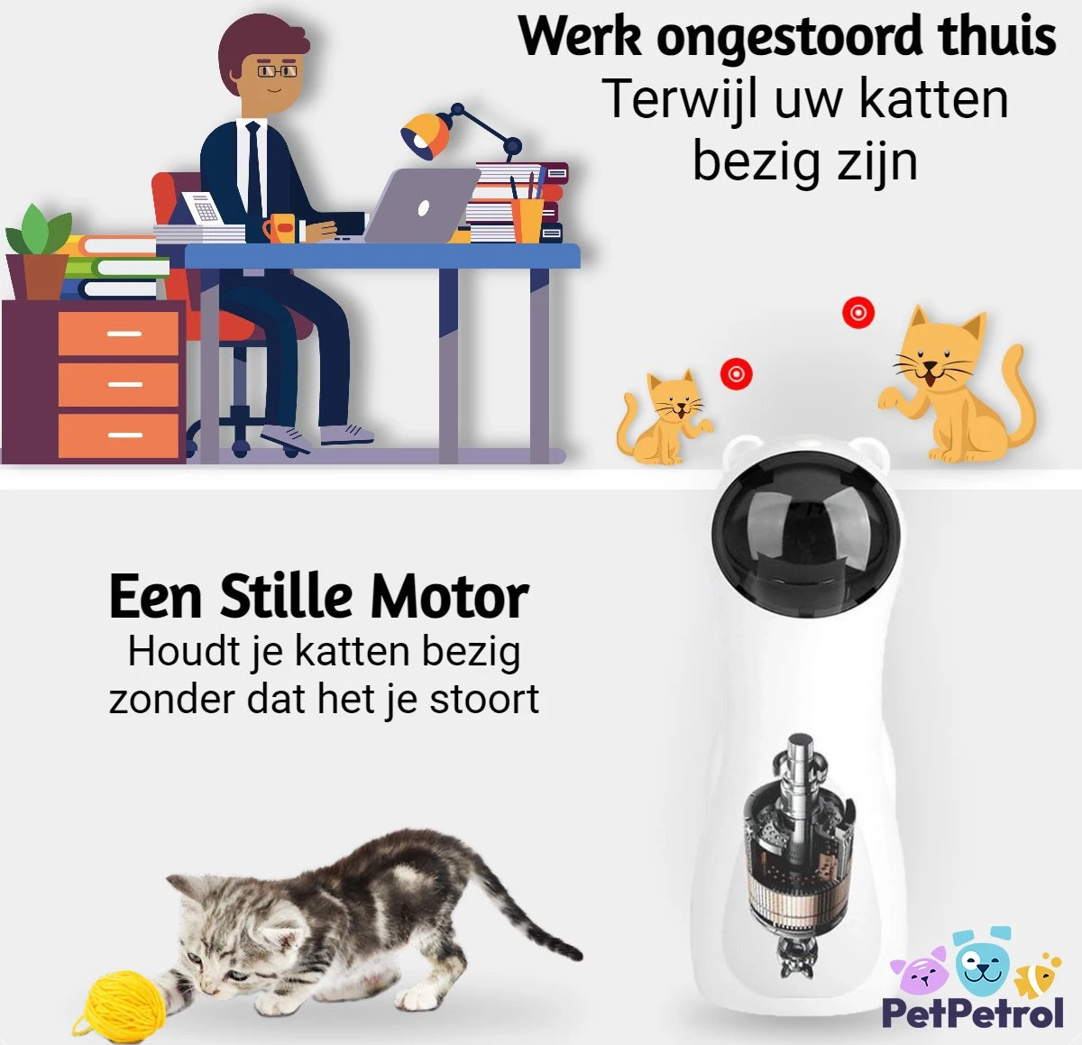 PetPetrol Automatisch Kattenspeeltje – Laser – Kattenlaser - Intelligent Interactief Voor Katten – Laser Kat – 9 Verschillende Standen – Incl. Oplaadkabel – Geruisloze Motor 6 PetPetrol Automatisch Kattenspeeltje – Laser – Kattenlaser - Intelligent Interactief Voor Katten – Laser Kat – 9 Verschillende Standen – Incl. Oplaadkabel – Geruisloze Motor - Afbeelding 4