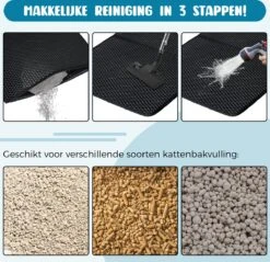 Merkloos Tastelio XXL Kattenbakmat 75x55cm - Groot Kattenbak Mat Met Innovatieve Honingraatstructuur - Dubbele Waterdichte Laag - Katten Bak Mat Met Eenvoudige Reiniging Grit Opvanger -Kattenproducten 1200x1160 5