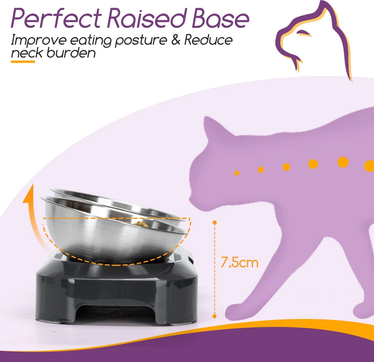 Nobleza Katten Voerbakjes - Ergonomische Dubbele Voerbak - Anti Braak Voerbak Voor Katten - Zwart - Dubbel - RVS 8 Nobleza Katten Voerbakjes - Ergonomische Dubbele Voerbak - Anti Braak Voerbak Voor Katten - Zwart - Dubbel - RVS - Afbeelding 6