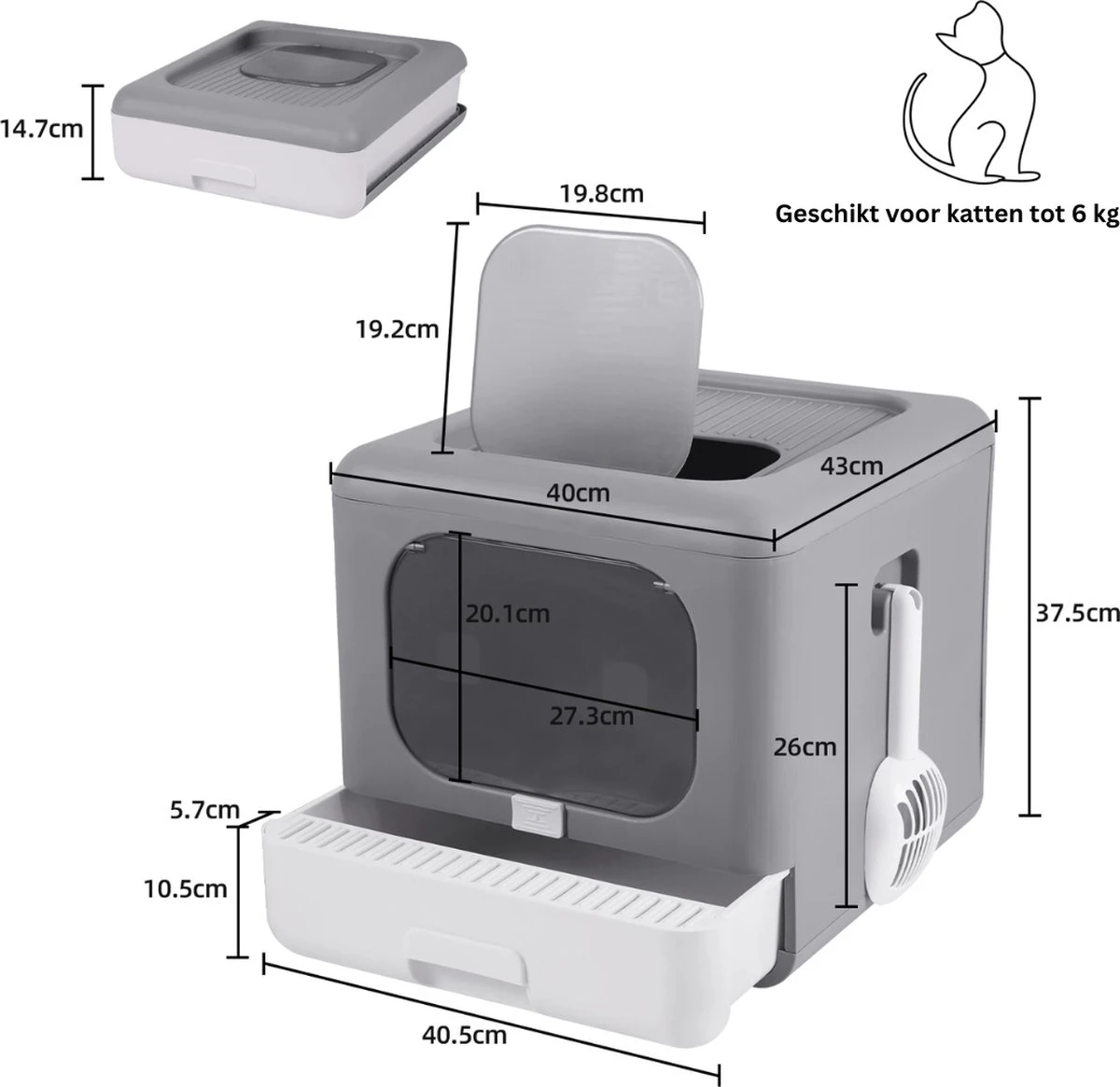 Merkloos Zelfreinigende Kattenbak - Automatische Kattenbak - Kattenbak Zelfreinigend - Electrische Kattenbak - Grijs 6 Merkloos Zelfreinigende Kattenbak - Automatische Kattenbak - Kattenbak Zelfreinigend - Electrische Kattenbak - Grijs - Afbeelding 4