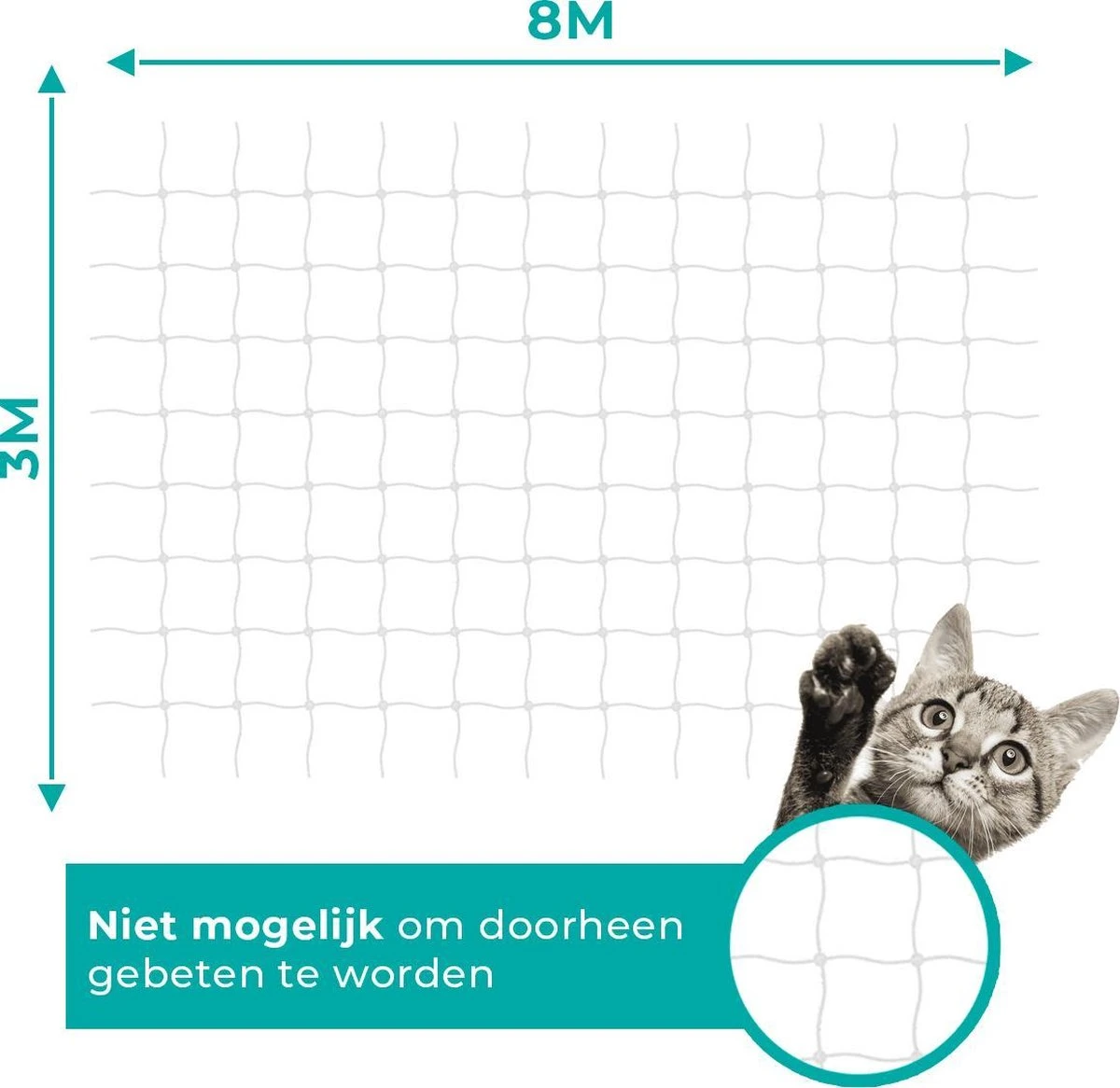Kattennet Premium - 800 X 300 CM - Kattennet Voor Balkon - Transparant - Balkon Net - Makkelijk Te Monteren- Kattengaas 9 Kattennet Premium - 800 X 300 CM - Kattennet Voor Balkon - Transparant - Balkon Net - Makkelijk Te Monteren- Kattengaas - Afbeelding 8