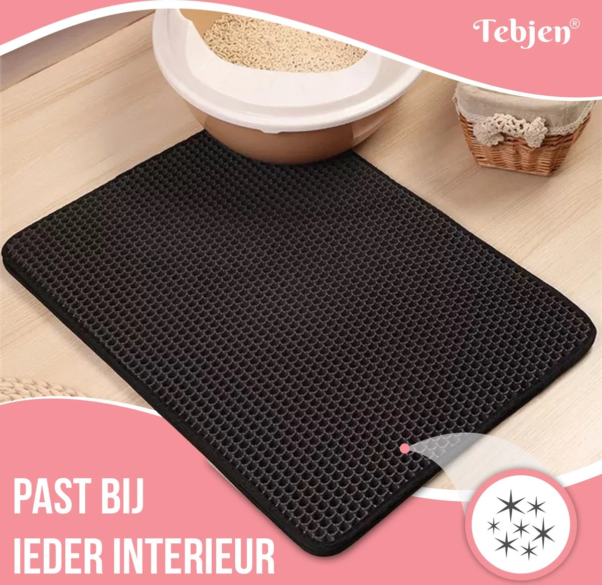 TEBJEN Kattenbakmat – Kattenbak Mat Grit Opvanger - Schoonloop Katten Mat – Dubbele Waterdichte Laag – Uitloopmat Kattenbak – Kattenbak Accessoires - Met Speelgoedmuisje En Schepje - 40x50cm 12 TEBJEN Kattenbakmat – Kattenbak Mat Grit Opvanger - Schoonloop Katten Mat – Dubbele Waterdichte Laag – Uitloopmat Kattenbak – Kattenbak Accessoires - Met Speelgoedmuisje En Schepje - 40x50cm - Afbeelding 10