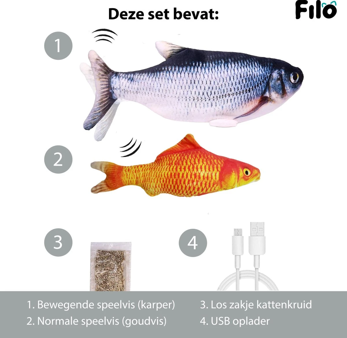 Filo Elektrisch Kattenspeeltje Bewegende Vis 30CM Met Kattenkruid + Goudvis 20CM - Interactief Speelgoed Katten - Elektronisch Kattenspeelgoed - Dansende Elektrische Speelvis Kat - Kattenspeeltjes Intelligentie - Speelgoed Kittens - Speeltjes Kitten 9 Filo Elektrisch Kattenspeeltje Bewegende Vis 30CM Met Kattenkruid + Goudvis 20CM - Interactief Speelgoed Katten - Elektronisch Kattenspeelgoed - Dansende Elektrische Speelvis Kat - Kattenspeeltjes Intelligentie - Speelgoed Kittens - Speeltjes Kitten - Afbeelding 7