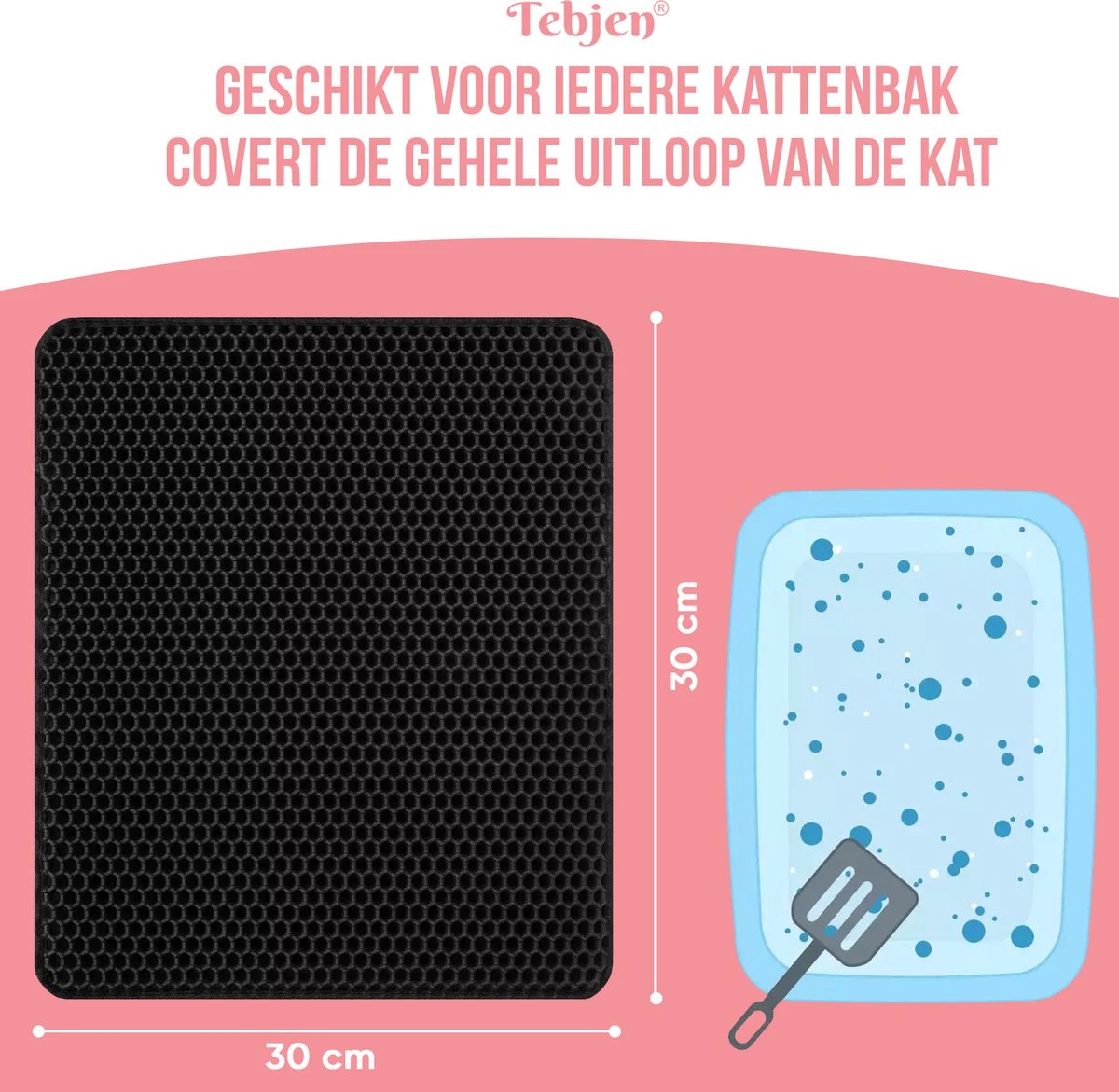 TEBJEN Kattenbakmat – Kattenbak Mat Grit Opvanger - Schoonloop Katten Mat – Dubbele Waterdichte Laag – Uitloopmat Kattenbak – Kattenbak Accessoires - Met Speelgoedmuisje En Schepje - 30cm * 30cm 11 TEBJEN Kattenbakmat – Kattenbak Mat Grit Opvanger - Schoonloop Katten Mat – Dubbele Waterdichte Laag – Uitloopmat Kattenbak – Kattenbak Accessoires - Met Speelgoedmuisje En Schepje - 30cm * 30cm - Afbeelding 9