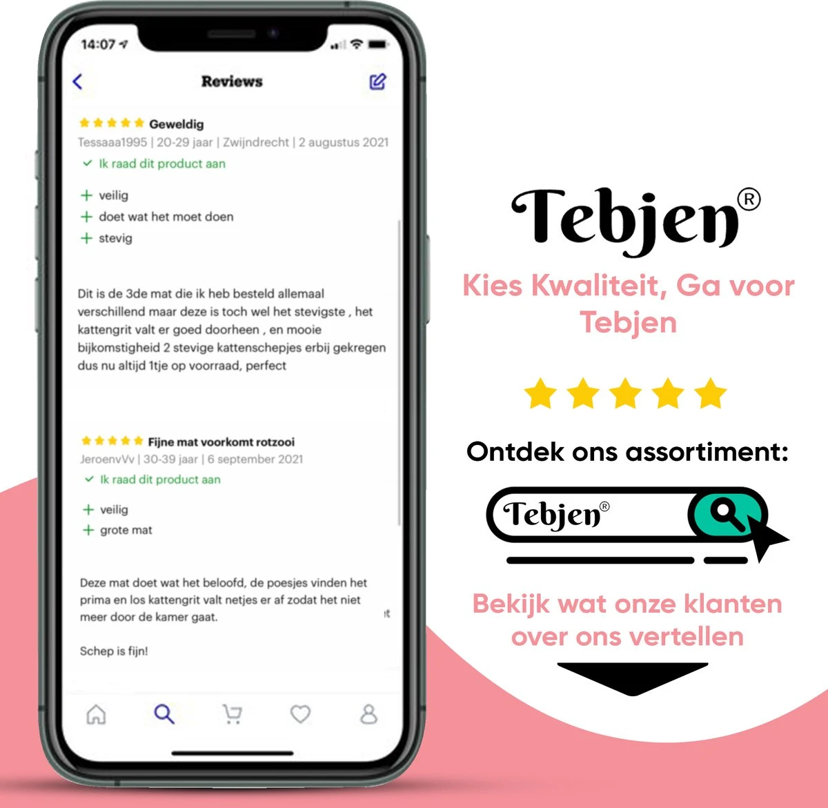 TEBJEN Kattenbakmat – Kattenbak Mat Grit Opvanger - Schoonloop Katten Mat – Dubbele Waterdichte Laag – Uitloopmat Kattenbak – Kattenbak Accessoires - Met Speelgoedmuisje En Schepje - 40x50cm 14 TEBJEN Kattenbakmat – Kattenbak Mat Grit Opvanger - Schoonloop Katten Mat – Dubbele Waterdichte Laag – Uitloopmat Kattenbak – Kattenbak Accessoires - Met Speelgoedmuisje En Schepje - 40x50cm - Afbeelding 12