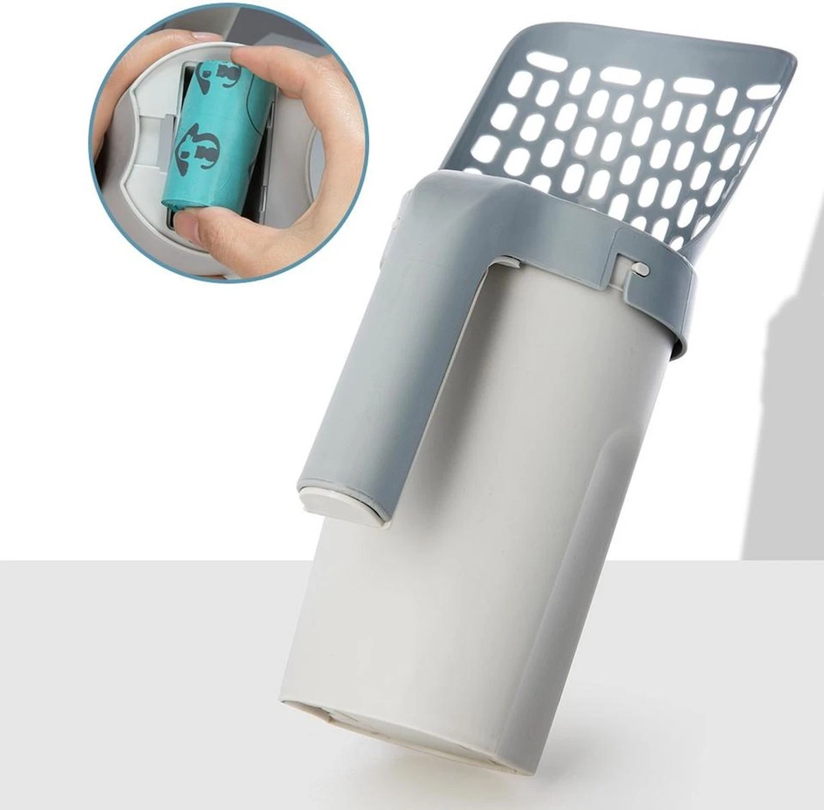 YELÉ LIVING – Kattenbakschep – Haarverwijderaar - Cat Litter Scoop – Kattenbakschep Met Container – Katten – Kattenbak – Grijs/wit – Kattenbak Schep – Grind – Kattengrind – Kattenbak Grind – Poep Zakjes – Afvalcontainer - All-in-1 Kattenbakschep 6 YELÉ LIVING – Kattenbakschep – Haarverwijderaar - Cat Litter Scoop – Kattenbakschep Met Container – Katten – Kattenbak – Grijs/wit – Kattenbak Schep – Grind – Kattengrind – Kattenbak Grind – Poep Zakjes – Afvalcontainer - All-in-1 Kattenbakschep - Afbeelding 5