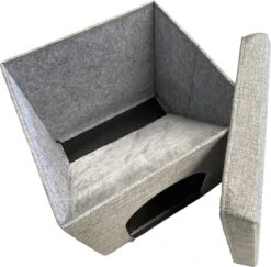 Adori Kattenhuis Met Poef Moon - Kattenmand - 36.5x36.5x36.5 Cm Grijs -Kattenproducten 1200x1182 8