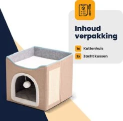 MIRO Katten Huis - Kattenhuizen - Kattenhok - Kattenmand - Dierenhuis - Opvouwbaar - Met Krabmat - Abrikoos 16 MIRO Katten Huis - Kattenhuizen - Kattenhok - Kattenmand - Dierenhuis - Opvouwbaar - Met Krabmat - Abrikoos -Kattenproducten 1200x1183 5