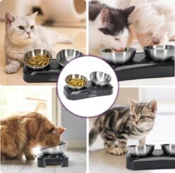 Nobleza Katten Voerbakjes - Ergonomische Dubbele Voerbak - Anti Braak Voerbak Voor Katten - Zwart - Dubbel - RVS 19 Nobleza Katten Voerbakjes - Ergonomische Dubbele Voerbak - Anti Braak Voerbak Voor Katten - Zwart - Dubbel - RVS -Kattenproducten 1200x1184