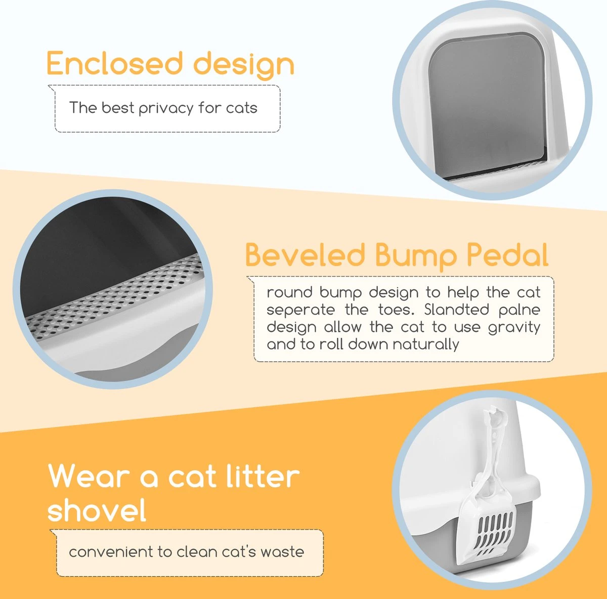 Nobleza ZSW - Kattenbak Met Kattenbakschep - 54x41x45 Cm - Grijs- L 4 Nobleza ZSW - Kattenbak Met Kattenbakschep - 54x41x45 Cm - Grijs- L - Afbeelding 2