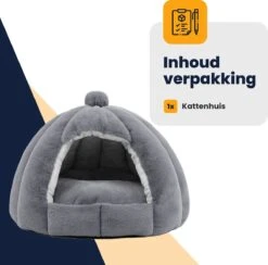 MIRO Katten Huis - Kattenhuizen - Kattenhok - Kattenmand - Dierenhuis - Extra Zacht - Grijs -Kattenproducten 1200x1185 10