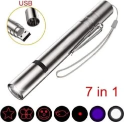 Laserpen - Oplaadbaar Met USB - Rode Laser - RVS Zilver - UV - Zaklamp - LED - Kat - Katten Speeltjes - Kattenspeelgoed - 7 Verschillende Standen -Kattenproducten 1200x1185 4