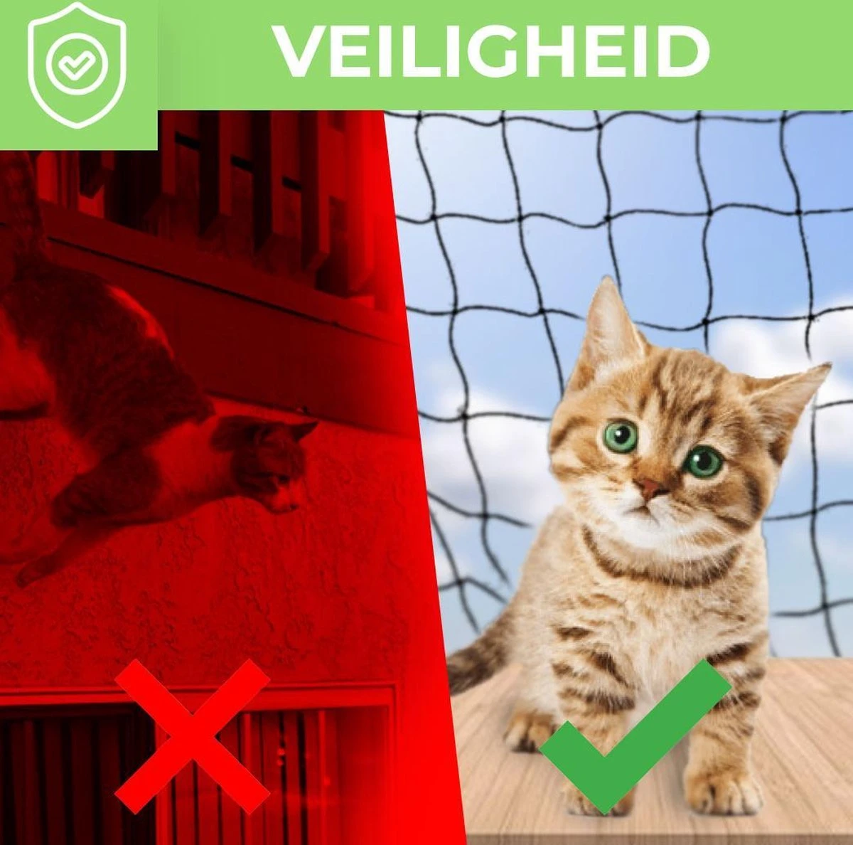 Kattennet Premium EXTRA STEVIG - 600 X 300 CM - Kattennet Voor Balkon - Zwart - Balkon Net - Makkelijk Te Monteren 5 Kattennet Premium EXTRA STEVIG - 600 X 300 CM - Kattennet Voor Balkon - Zwart - Balkon Net - Makkelijk Te Monteren - Afbeelding 3