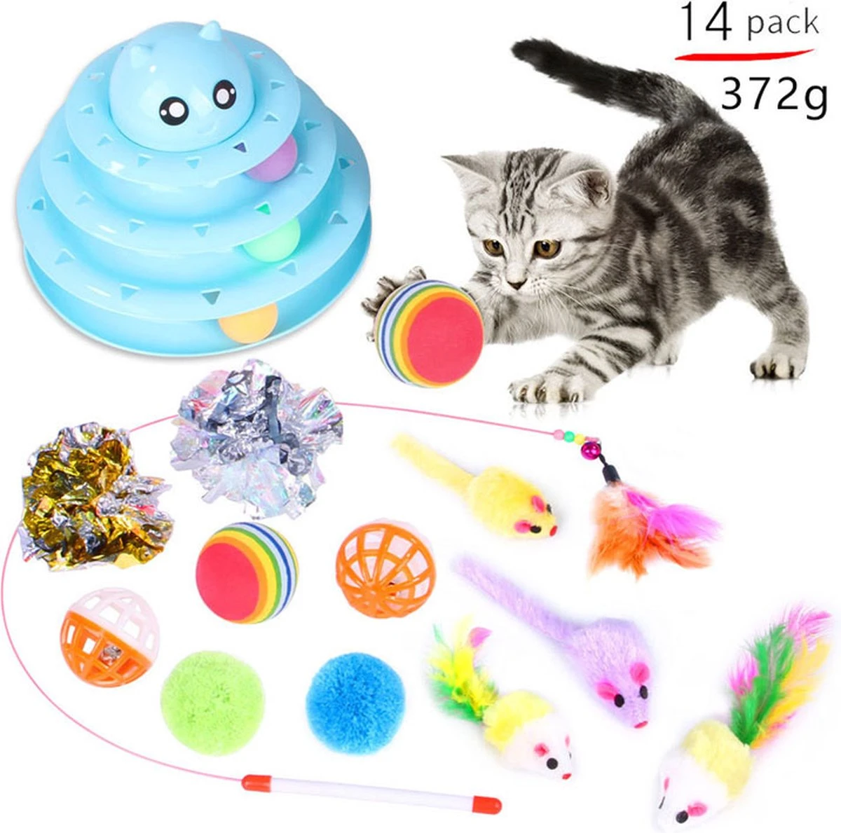 Sefaras Kattenspeeltjes - Set Bestaande Uit 14 Stuks - Kattenspeelgoed - Rond Draaiende Bal - Kattenspeeltje - Intelligente Kattenspeelgoed - Catch The Balls - Blauw 3 Sefaras Kattenspeeltjes - Set Bestaande Uit 14 Stuks - Kattenspeelgoed - Rond Draaiende Bal - Kattenspeeltje - Intelligente Kattenspeelgoed - Catch The Balls - Blauw