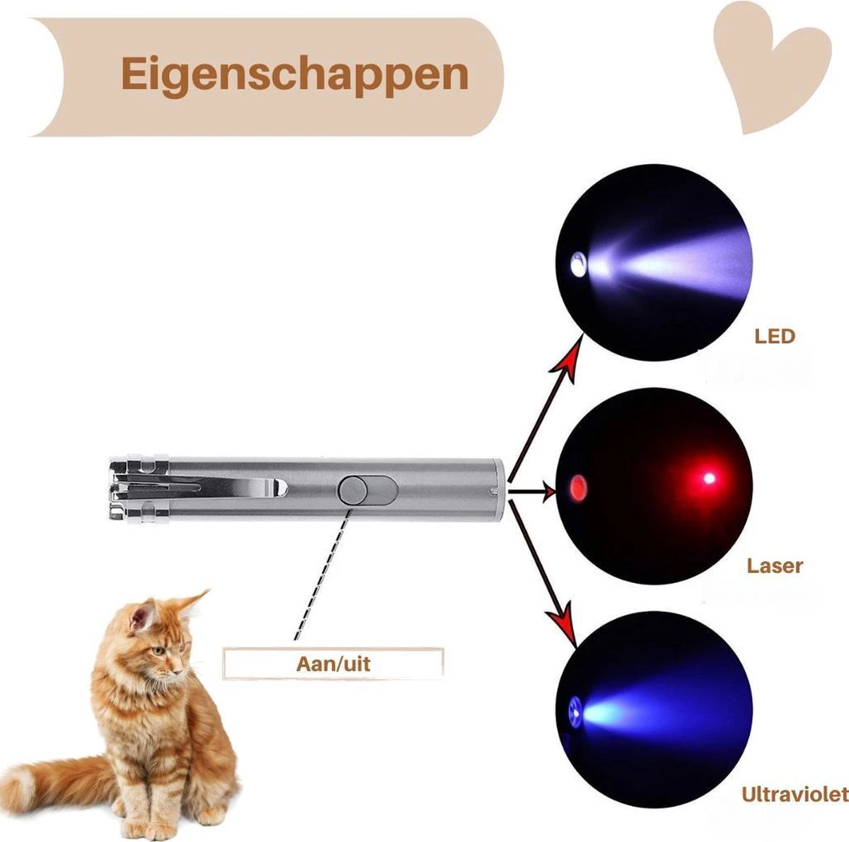Laserpen - USB - Kattenspeeltjes - Zaklamp - Kat - Laser - Kattenspeelgoed - RVS Opbergblikje 4 Laserpen - USB - Kattenspeeltjes - Zaklamp - Kat - Laser - Kattenspeelgoed - RVS Opbergblikje - Afbeelding 2