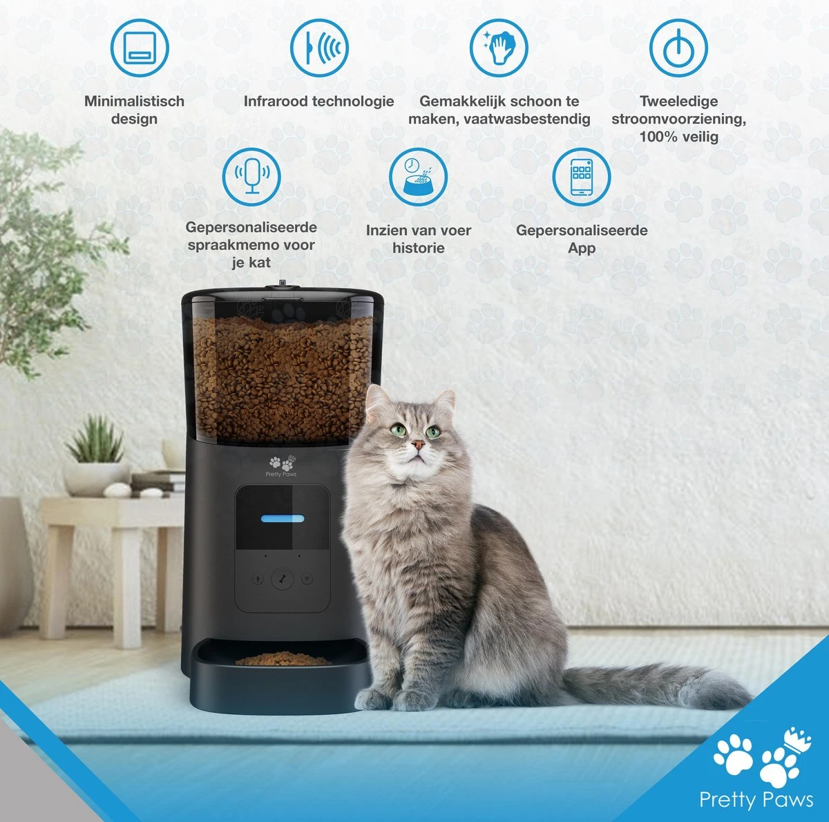 Pretty Paws PP005 Wifi Voerautomaat Zwart - Automatische Voerbak - Slimme Voerautomaat Met App - Instelbaar Voedingsschema - WIFI 9 Pretty Paws PP005 Wifi Voerautomaat Zwart - Automatische Voerbak - Slimme Voerautomaat Met App - Instelbaar Voedingsschema - WIFI - Afbeelding 7