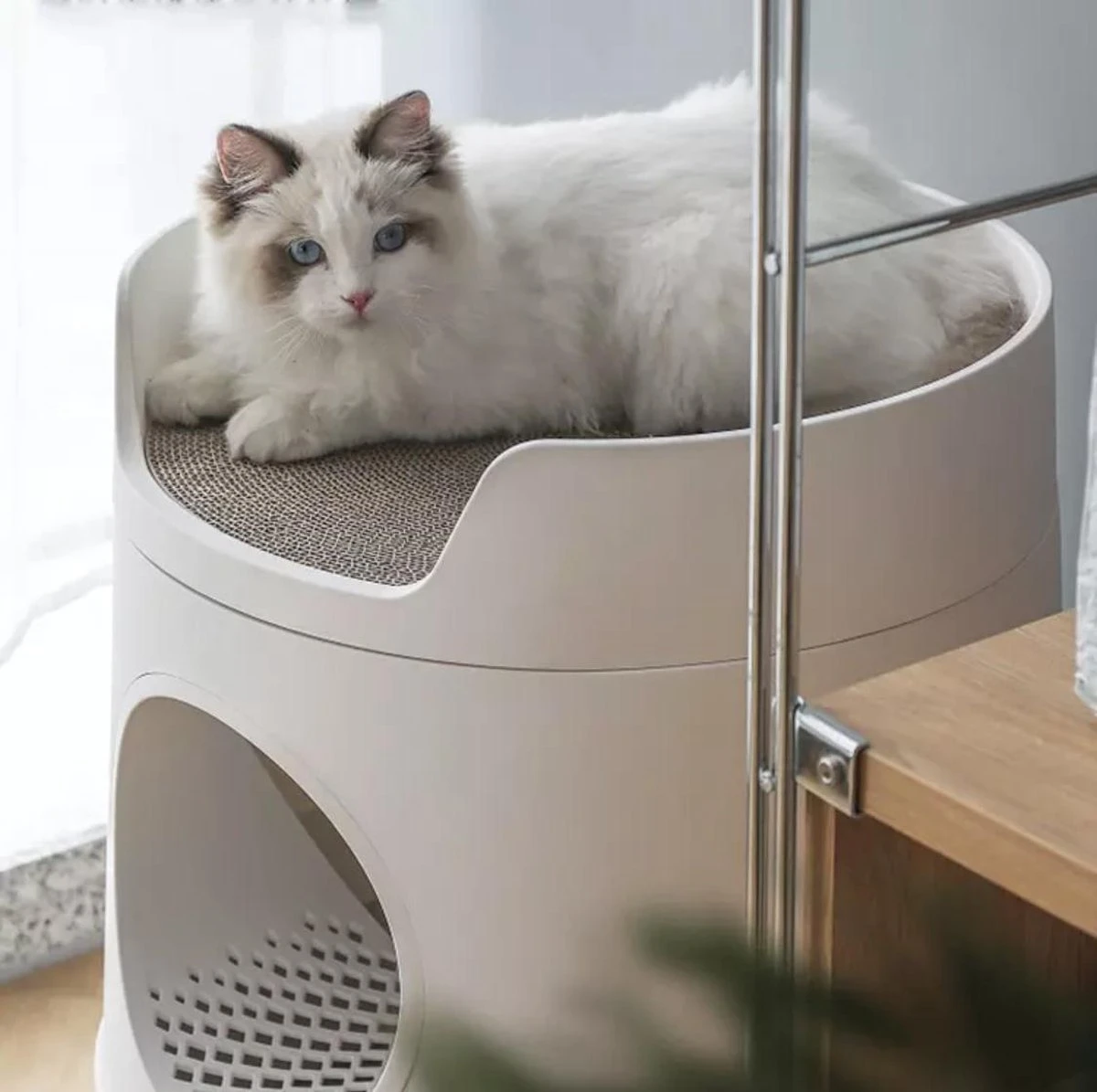 A Sunny Day Kattenbak Met Lade, Bedje En Krabplank - Inclusief Schepje - Design Kattenbak - Wit - Dichte Kattenbak - Kattenbak Gesloten 12 A Sunny Day Kattenbak Met Lade, Bedje En Krabplank - Inclusief Schepje - Design Kattenbak - Wit - Dichte Kattenbak - Kattenbak Gesloten - Afbeelding 10