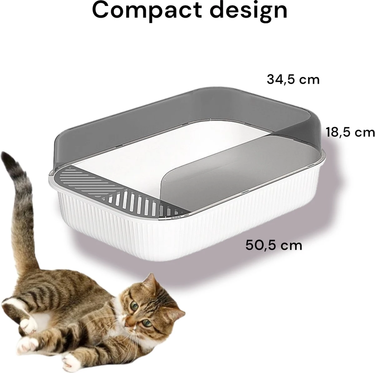 Merkloos Kattenbak - Zwart - Open - Incl. Schep - Modern - Hip - Trendy - Design Kattenbak 6 Merkloos Kattenbak - Zwart - Open - Incl. Schep - Modern - Hip - Trendy - Design Kattenbak - Afbeelding 4