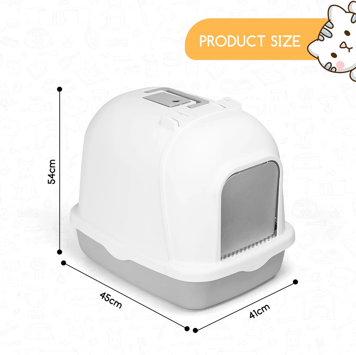 Nobleza ZSW - Kattenbak Met Kattenbakschep - 54x41x45 Cm - Grijs- L 6 Nobleza ZSW - Kattenbak Met Kattenbakschep - 54x41x45 Cm - Grijs- L - Afbeelding 4