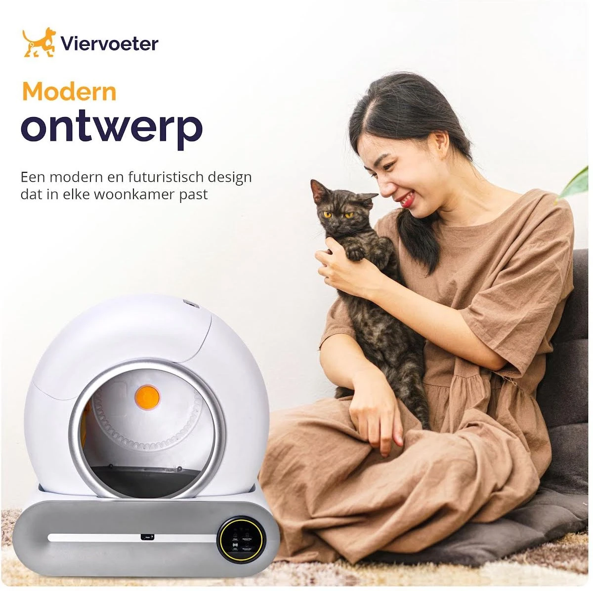 Viervoeter™ Kattenbak Zelfreinigend – Automatische Kattenbak – Zelfreinigende Kattenbak – Anti-geur – 53x58x55cm – Bedienen Via App – 65 Liter 8 Viervoeter™ Kattenbak Zelfreinigend – Automatische Kattenbak – Zelfreinigende Kattenbak – Anti-geur – 53x58x55cm – Bedienen Via App – 65 Liter - Afbeelding 7