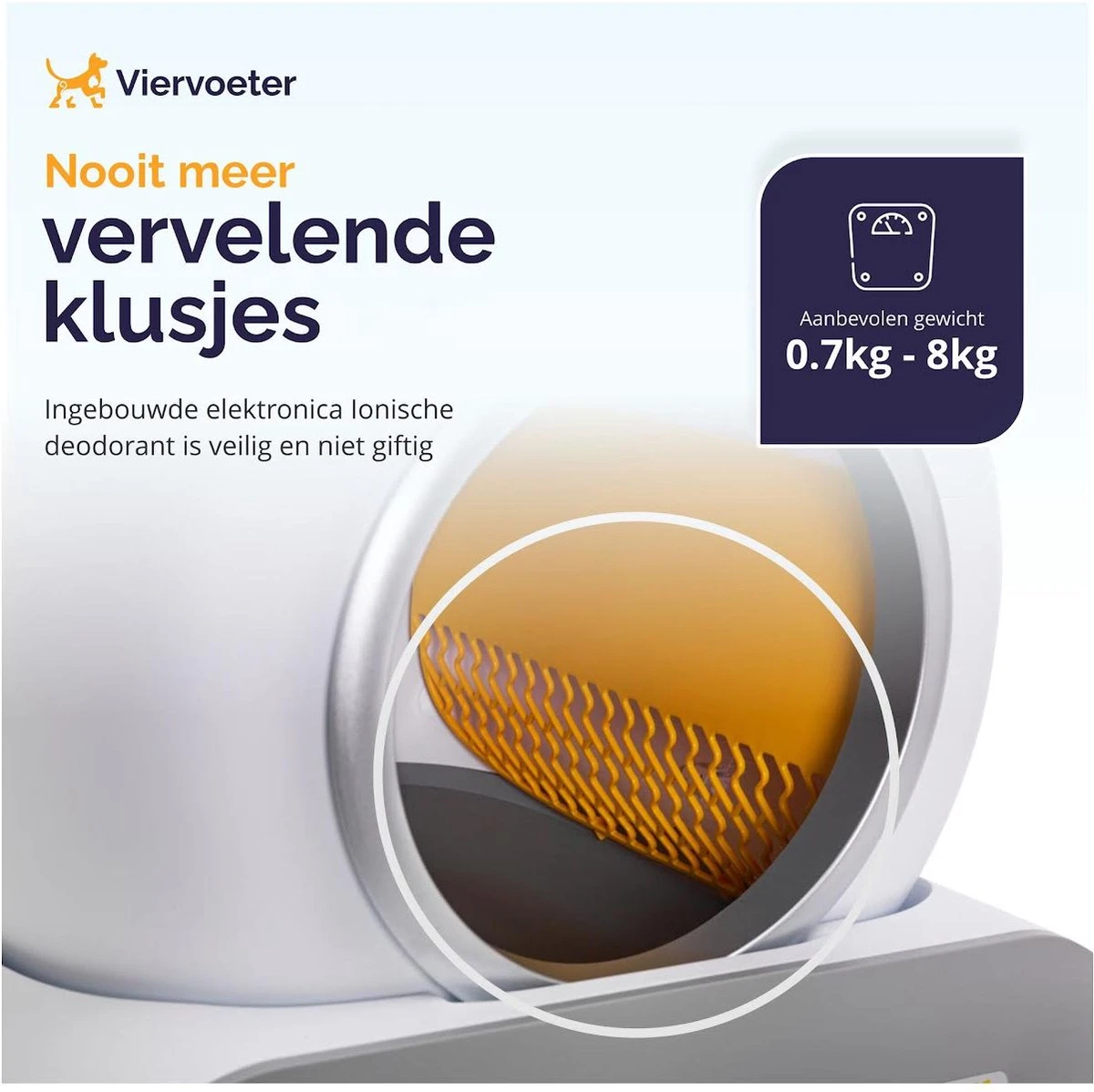 Viervoeter™ Kattenbak Zelfreinigend – Automatische Kattenbak – Zelfreinigende Kattenbak – Anti-geur – 53x58x55cm – Bedienen Via App – 65 Liter 7 Viervoeter™ Kattenbak Zelfreinigend – Automatische Kattenbak – Zelfreinigende Kattenbak – Anti-geur – 53x58x55cm – Bedienen Via App – 65 Liter - Afbeelding 6