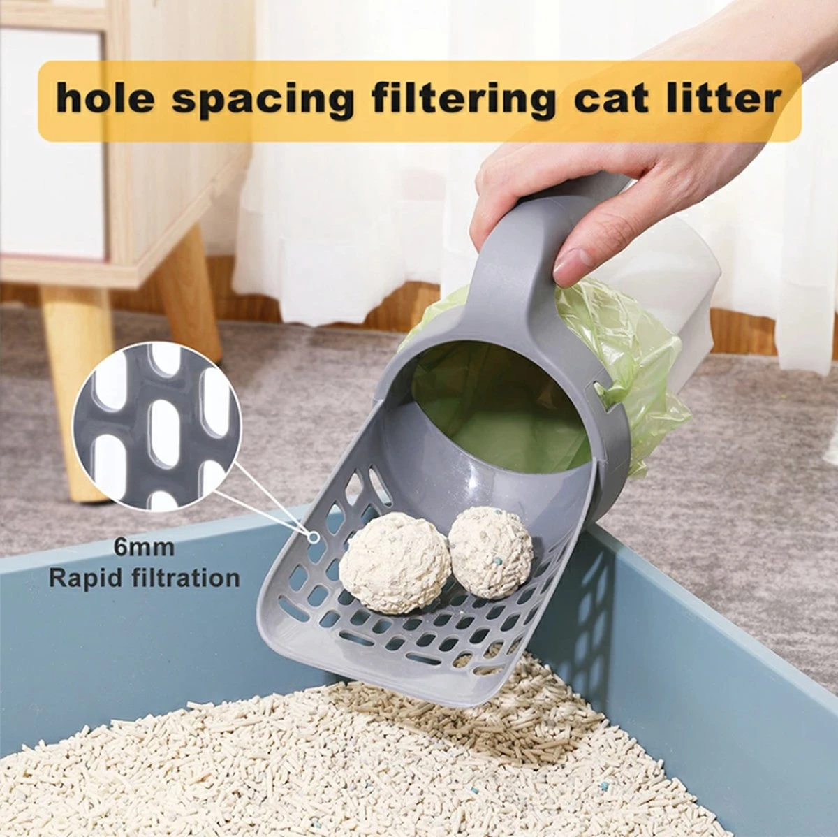 YELÉ LIVING – Kattenbakschep – Haarverwijderaar - Cat Litter Scoop – Kattenbakschep Met Container – Katten – Kattenbak – Grijs/wit – Kattenbak Schep – Grind – Kattengrind – Kattenbak Grind – Poep Zakjes – Afvalcontainer - All-in-1 Kattenbakschep 10 YELÉ LIVING – Kattenbakschep – Haarverwijderaar - Cat Litter Scoop – Kattenbakschep Met Container – Katten – Kattenbak – Grijs/wit – Kattenbak Schep – Grind – Kattengrind – Kattenbak Grind – Poep Zakjes – Afvalcontainer - All-in-1 Kattenbakschep - Afbeelding 9