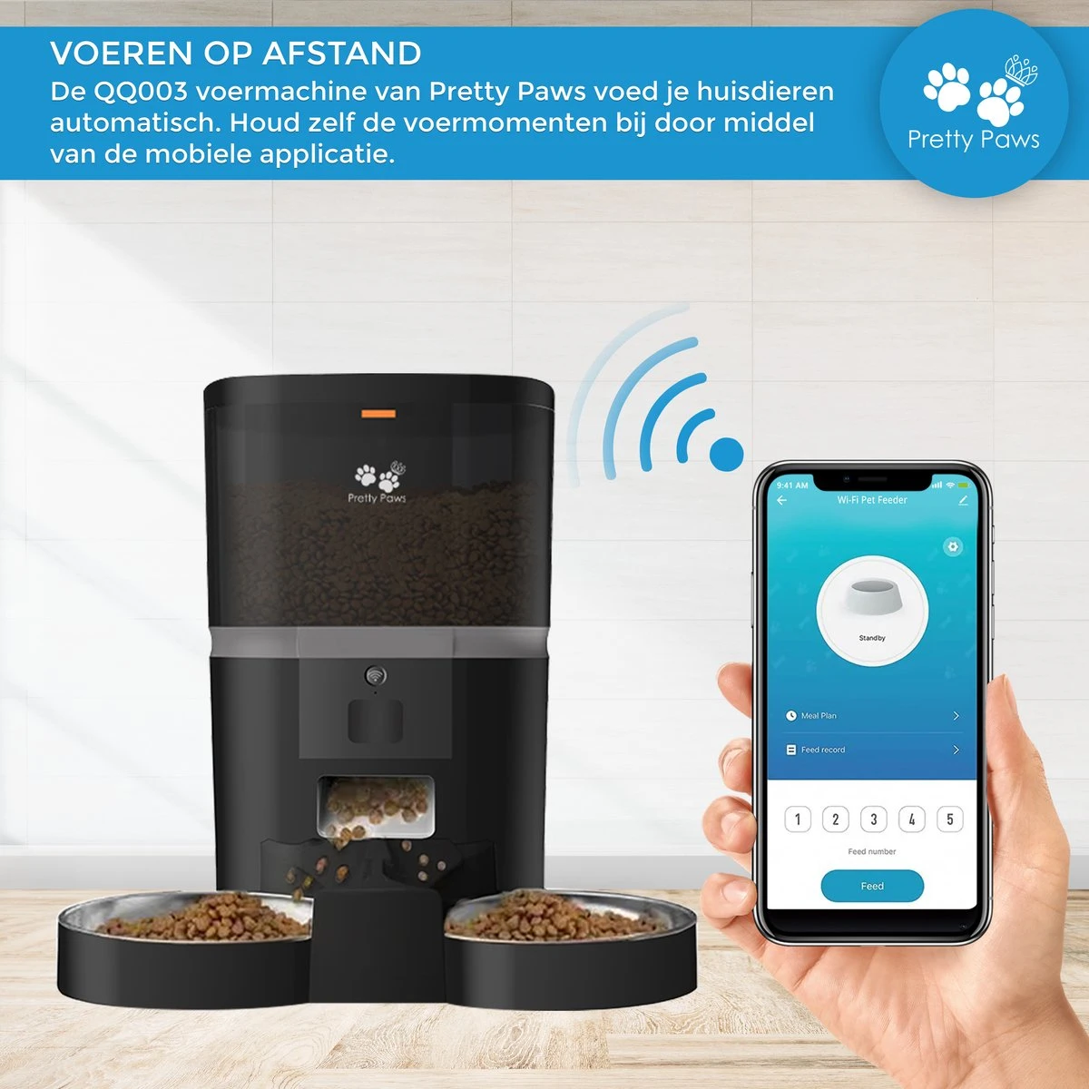 Pretty Paws QQ003 - Wifi Voermachine - Dubbele Voerbakjes - Zwart - Kat - 6L 11 Pretty Paws QQ003 - Wifi Voermachine - Dubbele Voerbakjes - Zwart - Kat - 6L - Afbeelding 9