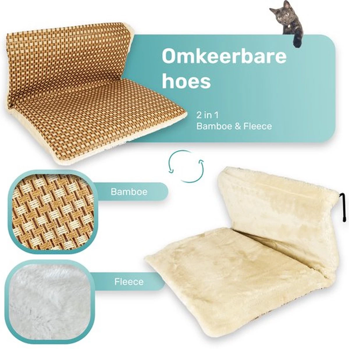 Kattenhangmat - Voor Aan Het Raam - Kattenmand - Raam - Hangmat Kat - Dieren - Kattenbed - Kattenmand - Slaapplek - Ligplaats 6 Kattenhangmat - Voor Aan Het Raam - Kattenmand - Raam - Hangmat Kat - Dieren - Kattenbed - Kattenmand - Slaapplek - Ligplaats - Afbeelding 4