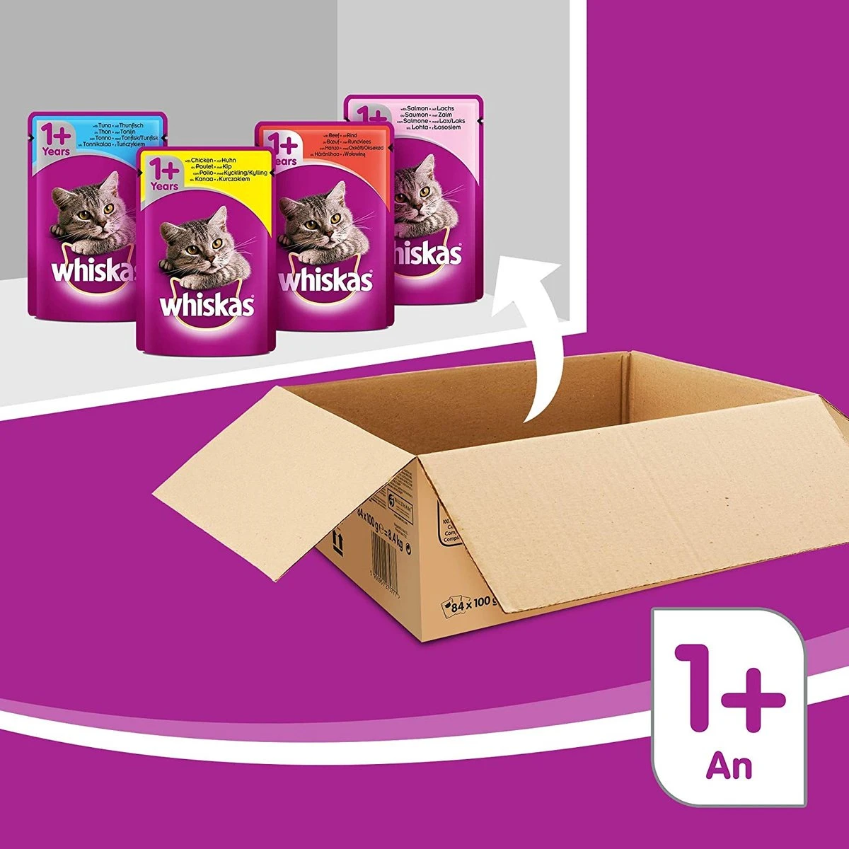 Whiskas 1 - Kattenvoer - Gehydrateerd - In Verschillende Smaken - 84 Stuks (84 X 100 G) 7 Whiskas 1 - Kattenvoer - Gehydrateerd - In Verschillende Smaken - 84 Stuks (84 X 100 G) - Afbeelding 5