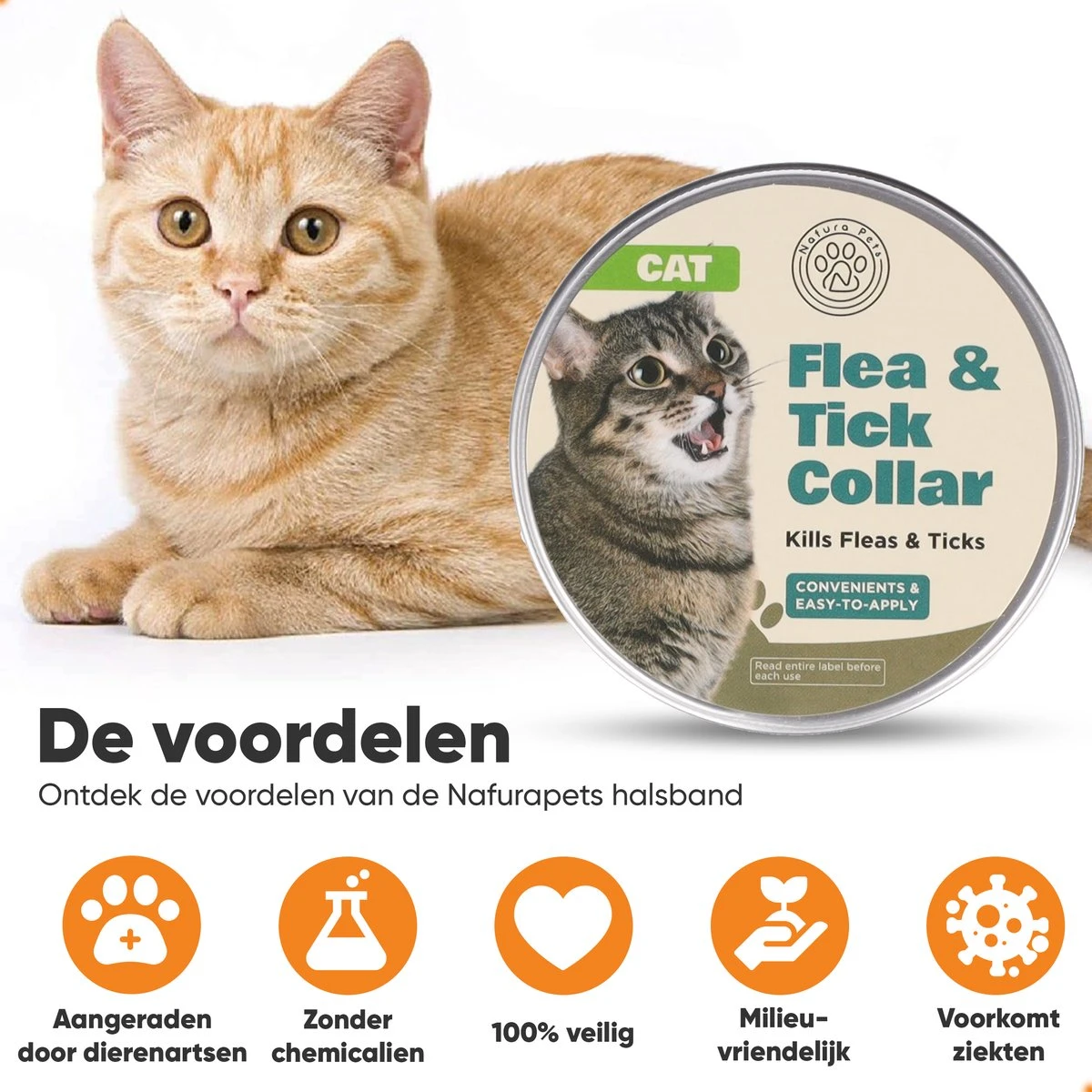 Nafurapets Vlooienband Voor Kat – Anti Vlooien – Teken Band – 100% Natuurlijk – 8 Maanden Bescherming – Grote & Kleine Kat 8 Nafurapets Vlooienband Voor Kat – Anti Vlooien – Teken Band – 100% Natuurlijk – 8 Maanden Bescherming – Grote & Kleine Kat - Afbeelding 6