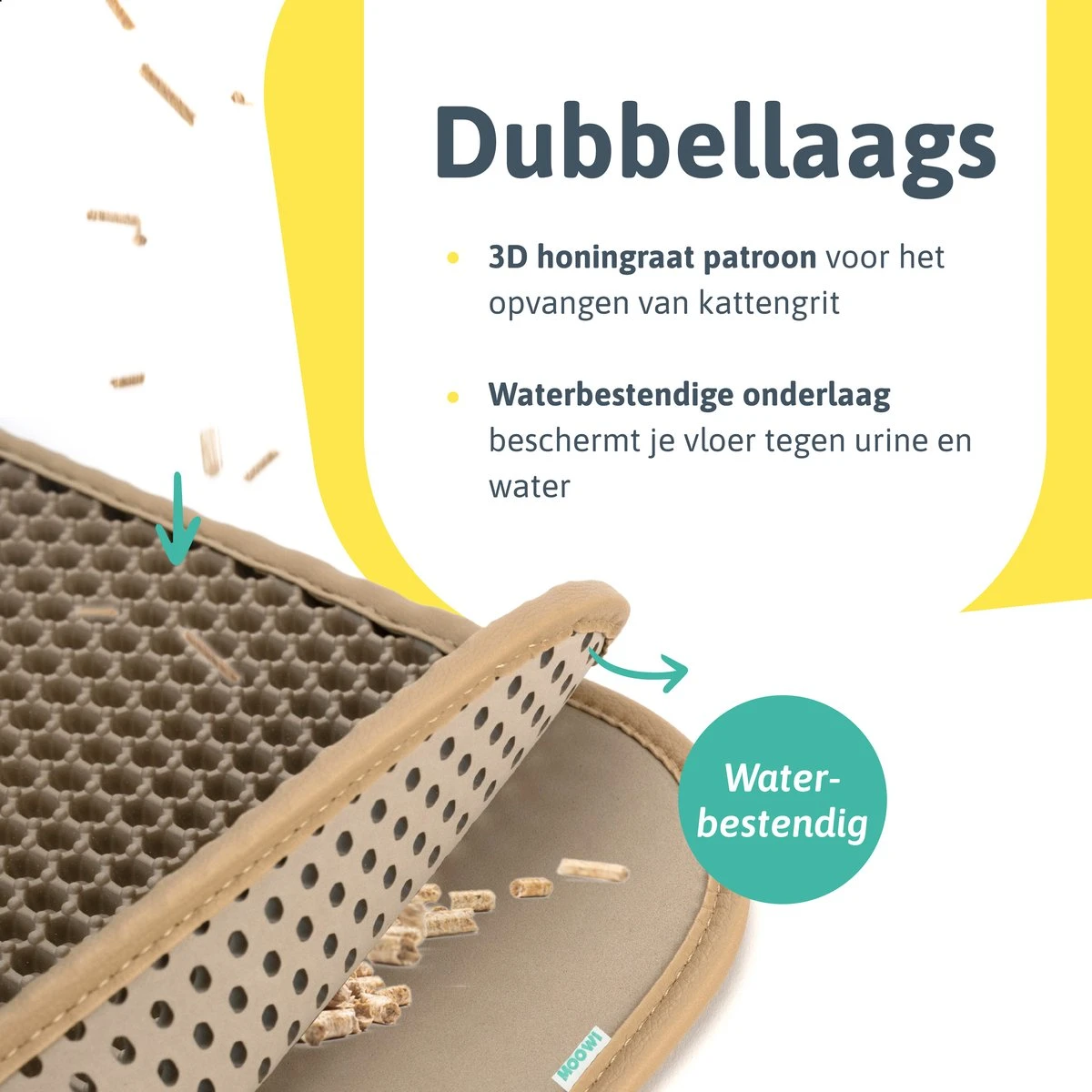 Kattenbakmat - 40 X 50 Cm - Creamy White - Uitloopmat Kat - Kattenbakvulling - Opvang Ruimte - Grit Opvanger - Waterdicht - Beige - Eco-friendly - Incl. Speeltje 5 Kattenbakmat - 40 X 50 Cm - Creamy White - Uitloopmat Kat - Kattenbakvulling - Opvang Ruimte - Grit Opvanger - Waterdicht - Beige - Eco-friendly - Incl. Speeltje - Afbeelding 3