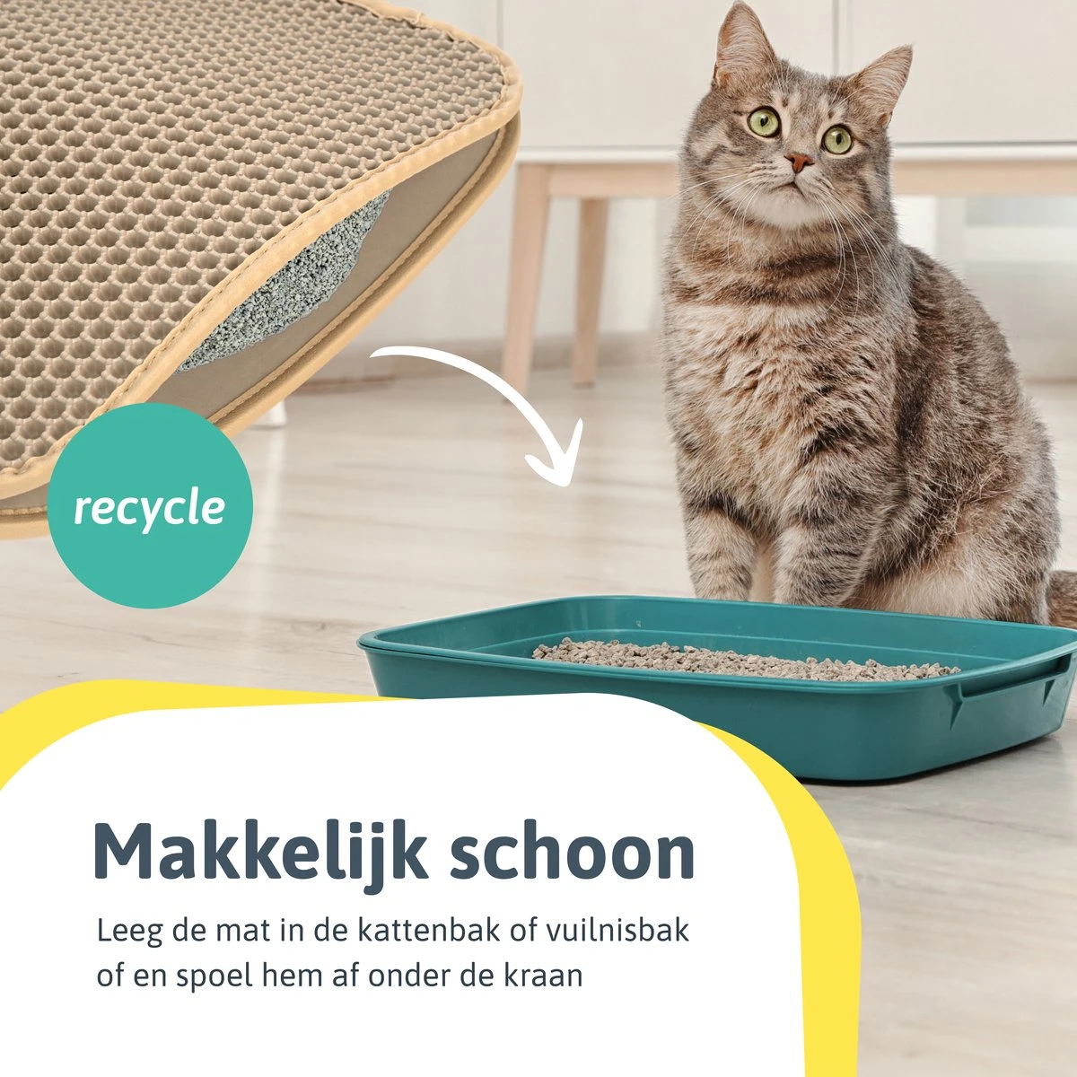 Kattenbakmat - 40 X 50 Cm - Creamy White - Uitloopmat Kat - Kattenbakvulling - Opvang Ruimte - Grit Opvanger - Waterdicht - Beige - Eco-friendly - Incl. Speeltje 7 Kattenbakmat - 40 X 50 Cm - Creamy White - Uitloopmat Kat - Kattenbakvulling - Opvang Ruimte - Grit Opvanger - Waterdicht - Beige - Eco-friendly - Incl. Speeltje - Afbeelding 5