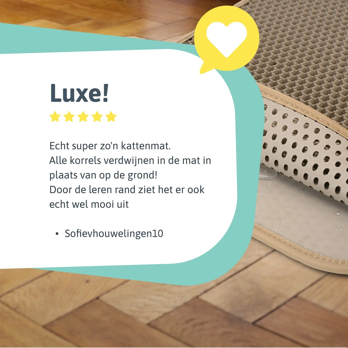 Kattenbakmat - 40 X 50 Cm - Creamy White - Uitloopmat Kat - Kattenbakvulling - Opvang Ruimte - Grit Opvanger - Waterdicht - Beige - Eco-friendly - Incl. Speeltje 9 Kattenbakmat - 40 X 50 Cm - Creamy White - Uitloopmat Kat - Kattenbakvulling - Opvang Ruimte - Grit Opvanger - Waterdicht - Beige - Eco-friendly - Incl. Speeltje - Afbeelding 7