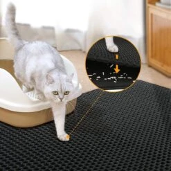 Behave Kattenbakmat - Dubbele Laag - Honingraatdesign - Waterdicht - Katten Grit Opvanger - Schoonloopmat - Kattenbak Mat - Zwart - 45*60 Cm -Kattenproducten 1200x1200 330
