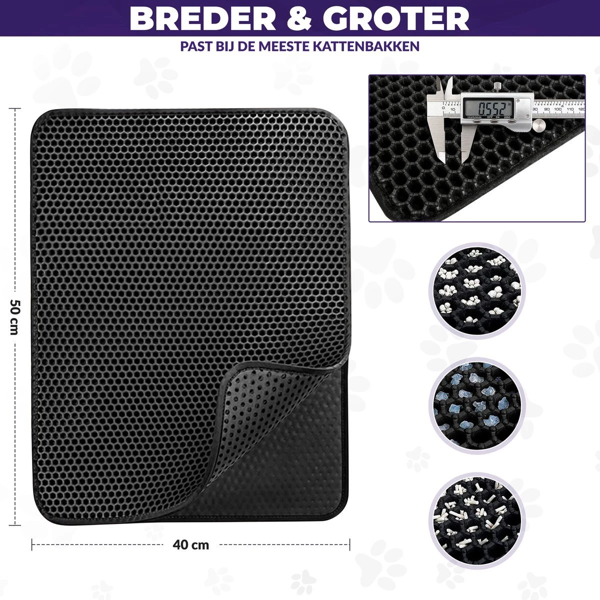 Kattenbakmat - Schoonloopmat - Katten Grit Opvanger - Kattenbakvulling - Waterdicht - Dubbele Laag - Honingraat - 40 X 50 Cm - Zwart 7 Kattenbakmat - Schoonloopmat - Katten Grit Opvanger - Kattenbakvulling - Waterdicht - Dubbele Laag - Honingraat - 40 X 50 Cm - Zwart - Afbeelding 5