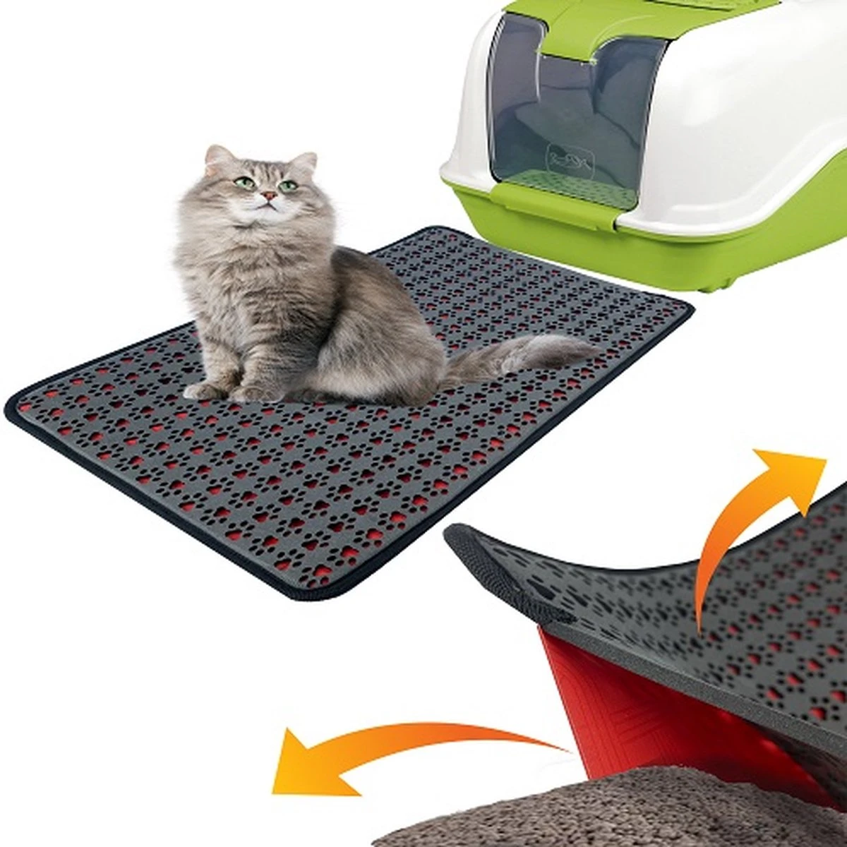 SiRaC - Kattenbakmat - Dubbele Laag Matten- Rood 5 SiRaC - Kattenbakmat - Dubbele Laag Matten- Rood - Afbeelding 3