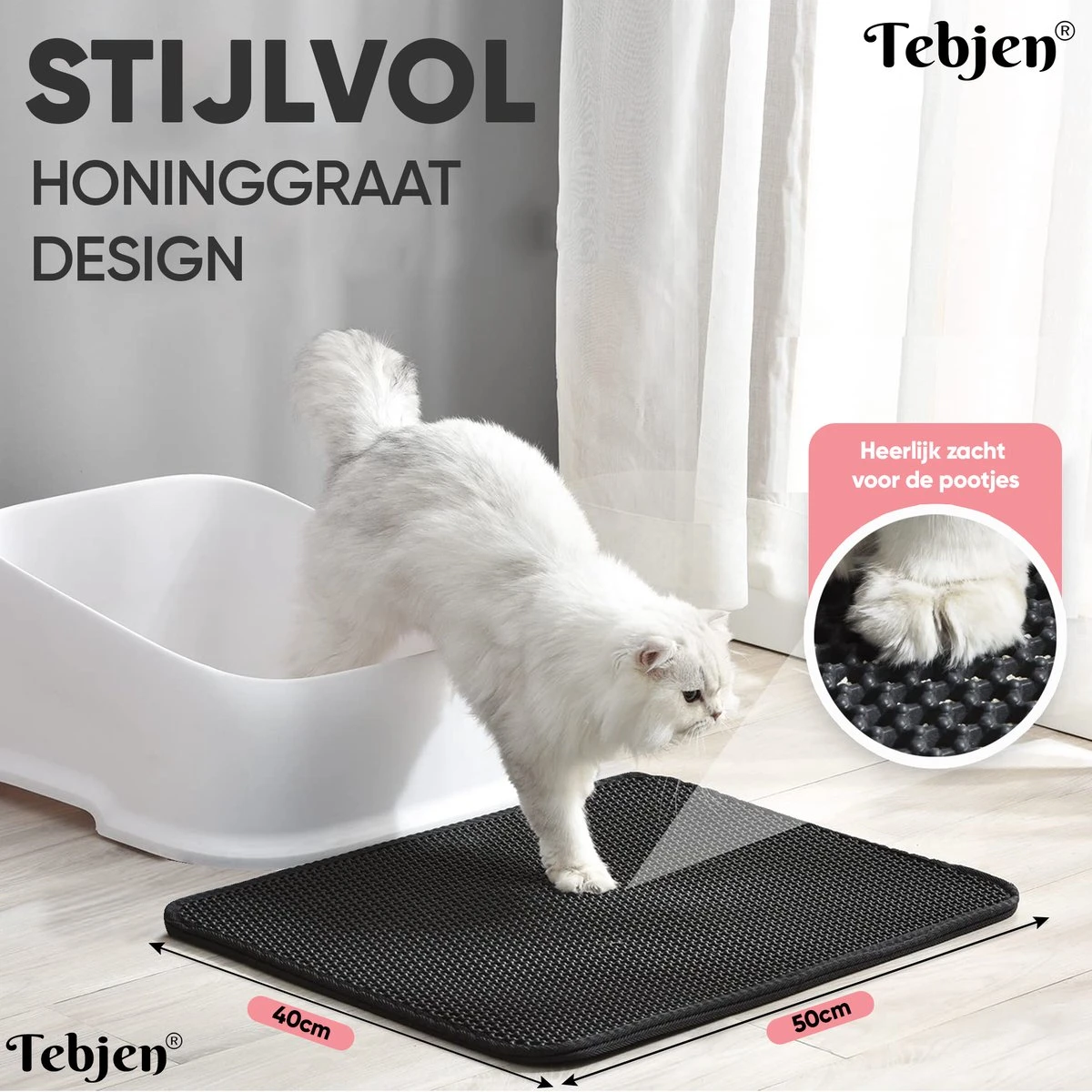 TEBJEN Kattenbakmat – Kattenbak Mat Grit Opvanger - Schoonloop Katten Mat – Dubbele Waterdichte Laag – Uitloopmat Kattenbak – Kattenbak Accessoires - Met Speelgoedmuisje En Schepje - 40x50cm 7 TEBJEN Kattenbakmat – Kattenbak Mat Grit Opvanger - Schoonloop Katten Mat – Dubbele Waterdichte Laag – Uitloopmat Kattenbak – Kattenbak Accessoires - Met Speelgoedmuisje En Schepje - 40x50cm - Afbeelding 5