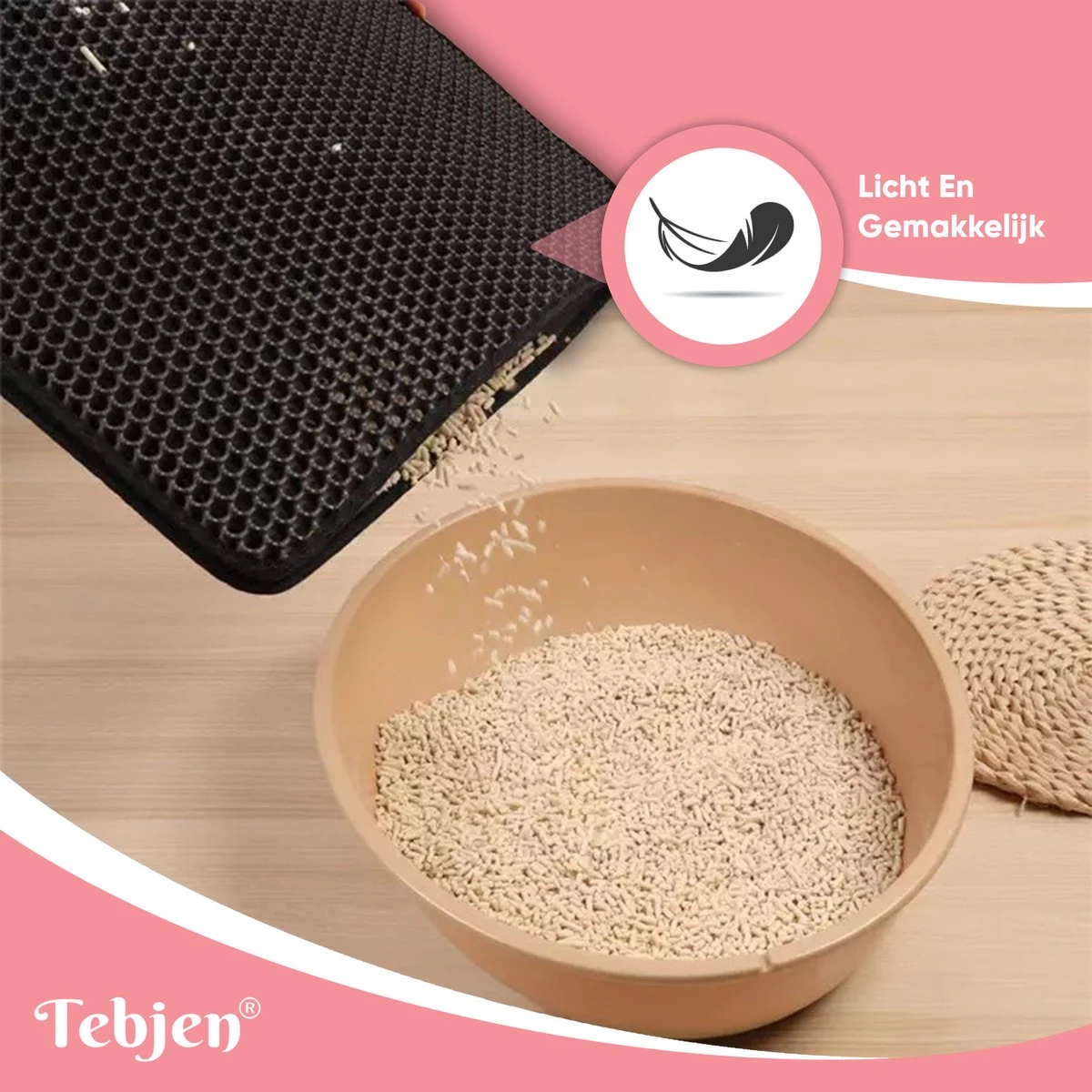 TEBJEN Kattenbakmat – Kattenbak Mat Grit Opvanger - Schoonloop Katten Mat – Dubbele Waterdichte Laag – Uitloopmat Kattenbak – Kattenbak Accessoires - Met Speelgoedmuisje En Schepje - 40x50cm 9 TEBJEN Kattenbakmat – Kattenbak Mat Grit Opvanger - Schoonloop Katten Mat – Dubbele Waterdichte Laag – Uitloopmat Kattenbak – Kattenbak Accessoires - Met Speelgoedmuisje En Schepje - 40x50cm - Afbeelding 7