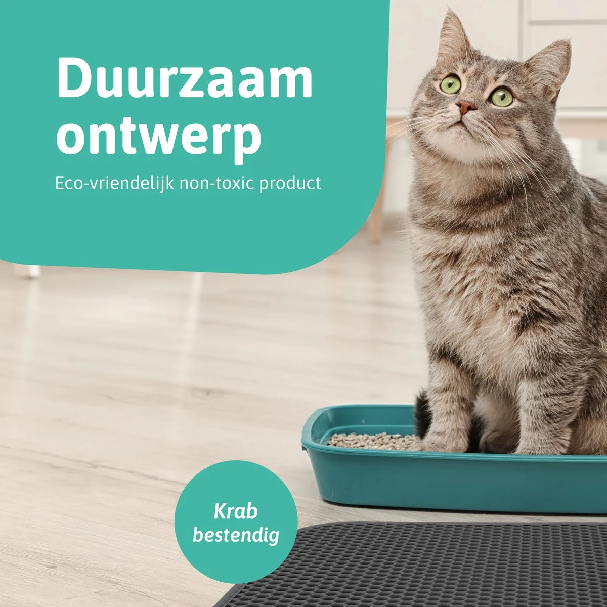 Kattenbakmat - 40 X 50 Cm - Grijs - Uitloopmat Kat - Kattenbakvulling - Opvang Ruimte - Grit Opvanger - Waterdicht - Eco-friendly 6 Kattenbakmat - 40 X 50 Cm - Grijs - Uitloopmat Kat - Kattenbakvulling - Opvang Ruimte - Grit Opvanger - Waterdicht - Eco-friendly - Afbeelding 4