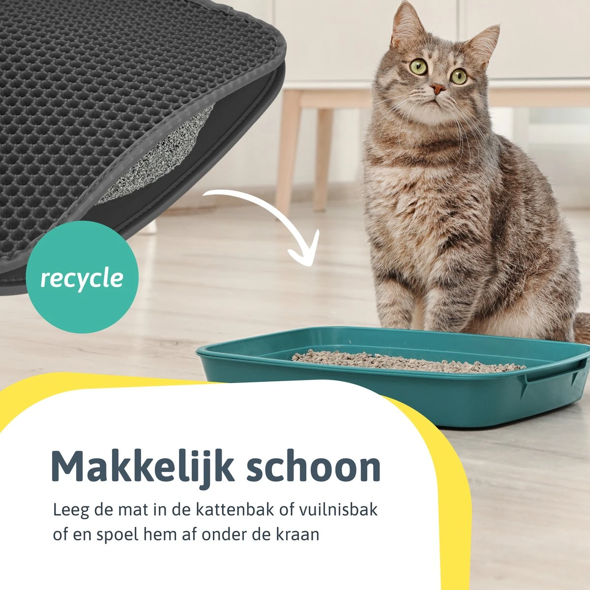 Kattenbakmat - 40 X 50 Cm - Grijs - Uitloopmat Kat - Kattenbakvulling - Opvang Ruimte - Grit Opvanger - Waterdicht - Eco-friendly 7 Kattenbakmat - 40 X 50 Cm - Grijs - Uitloopmat Kat - Kattenbakvulling - Opvang Ruimte - Grit Opvanger - Waterdicht - Eco-friendly - Afbeelding 5