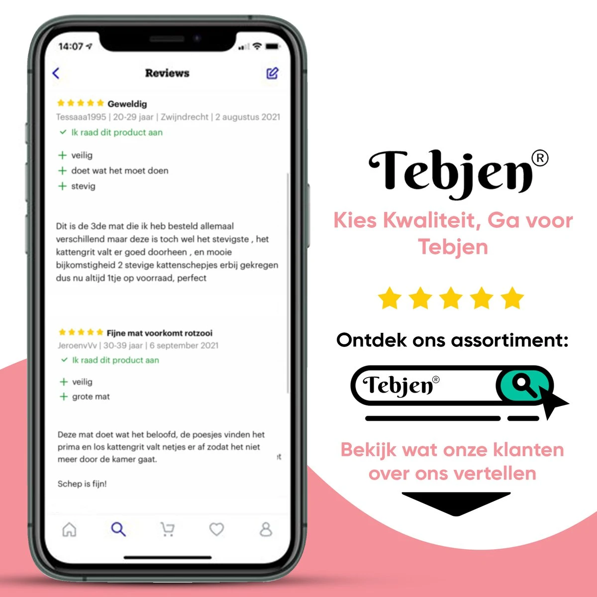 TEBJEN Kattenbakmat – Kattenbak Mat Grit Opvanger - Schoonloop Katten Mat – Dubbele Waterdichte Laag – Uitloopmat Kattenbak – Kattenbak Accessoires - Met Speelgoedmuisje En Schepje - 30cm * 30cm 12 TEBJEN Kattenbakmat – Kattenbak Mat Grit Opvanger - Schoonloop Katten Mat – Dubbele Waterdichte Laag – Uitloopmat Kattenbak – Kattenbak Accessoires - Met Speelgoedmuisje En Schepje - 30cm * 30cm - Afbeelding 10