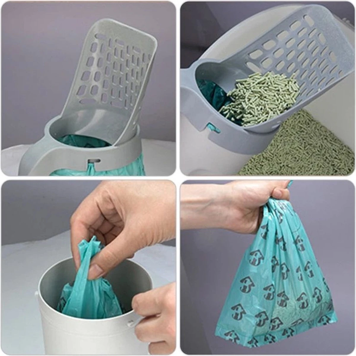 YELÉ LIVING – Kattenbakschep – Haarverwijderaar - Cat Litter Scoop – Kattenbakschep Met Container – Katten – Kattenbak – Grijs/wit – Kattenbak Schep – Grind – Kattengrind – Kattenbak Grind – Poep Zakjes – Afvalcontainer - All-in-1 Kattenbakschep 9 YELÉ LIVING – Kattenbakschep – Haarverwijderaar - Cat Litter Scoop – Kattenbakschep Met Container – Katten – Kattenbak – Grijs/wit – Kattenbak Schep – Grind – Kattengrind – Kattenbak Grind – Poep Zakjes – Afvalcontainer - All-in-1 Kattenbakschep - Afbeelding 8