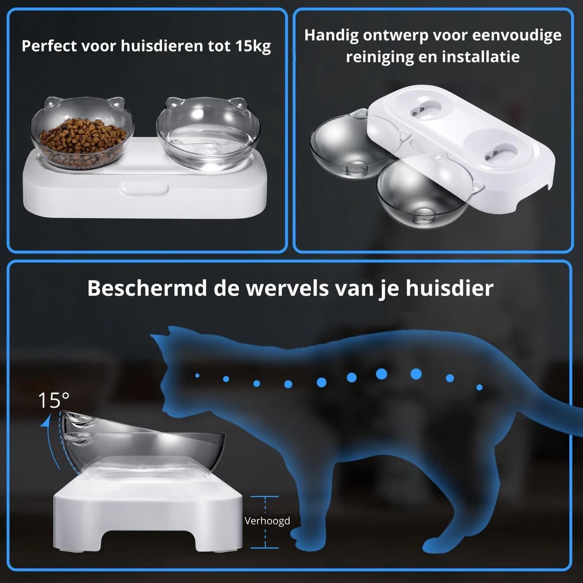 Behave Dubbele Voerbak - Drinkbak - Katten - Verstelbaar - Wit 7 Behave Dubbele Voerbak - Drinkbak - Katten - Verstelbaar - Wit - Afbeelding 5