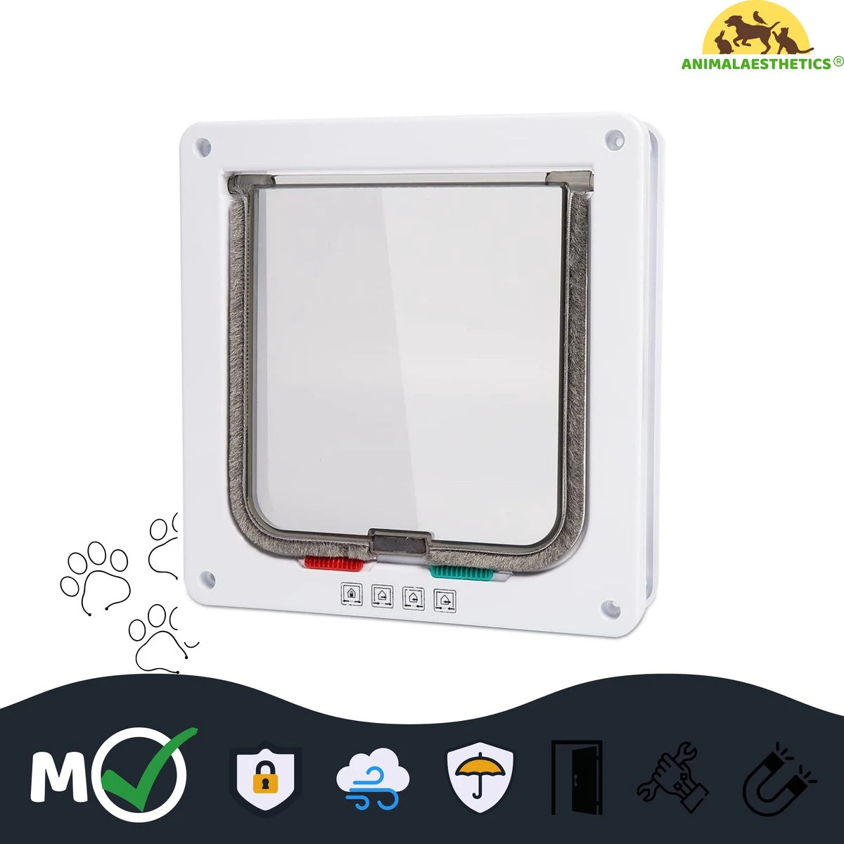 AnimalAesthetics® Kattenluik - Wit- M - Voor Middelgrote & Kleine Katten - Incl. Montageset En Handleiding 3 AnimalAesthetics® Kattenluik - Wit- M - Voor Middelgrote & Kleine Katten - Incl. Montageset En Handleiding