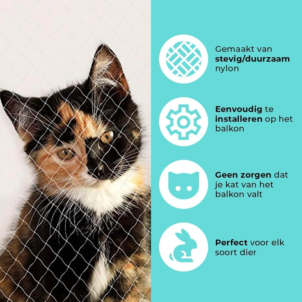 Kattennet Premium - 600 X 300 CM - Kattennet Voor Balkon - Transparant - Balkon Net - Makkelijk Te Monteren 10 Kattennet Premium - 600 X 300 CM - Kattennet Voor Balkon - Transparant - Balkon Net - Makkelijk Te Monteren - Afbeelding 8