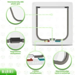 Rirri Kattenluik Met Tunnel - 4 Vergrendelingsstanden - Weerbestendig - Binnen En Buiten - Grote Kat - Maat L - Wit - 25,5 X 23.5 Cm -Kattenproducten 1200x1200 440